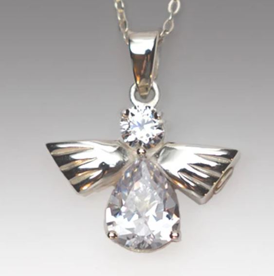 Angel of High Sterling Silver Funeral Cremation Urn Pendant w/Chain for Ashes