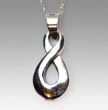 Load image into Gallery viewer, Infinity Sterling Silver Funeral Cremation Urn Pendant w/Chain for Ashes
