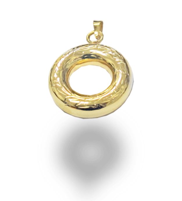 Simple Ring 24k Gold Plated Sterling Silver Cremation Urn Pendant w/Chain