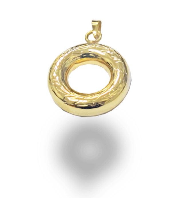 Simple Ring 24k Gold Plated Sterling Silver Cremation Urn Pendant w/Chain