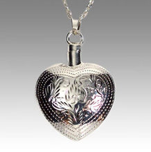Load image into Gallery viewer, Simple Heart Sterling Silver Funeral Cremation Urn Pendant w/Chain for Ashes

