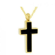 Load image into Gallery viewer, Black Cross 24k Gold Plated Sterling Silver Cremation Urn Pendant w/Chain
