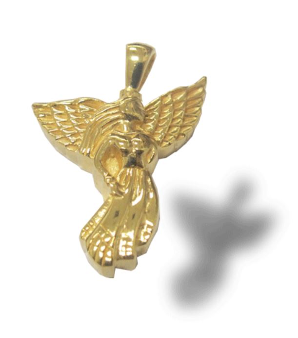 24k Gold Plated Sterling Silver Angel Cremation Urn Pendant w/Chain