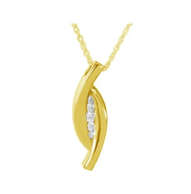 Embedded Stones 24k Gold Plated Sterling Silver Cremation Urn Pendant w/Chain