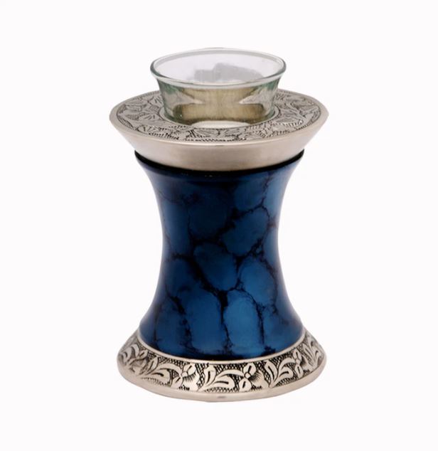 Small/Keepsake 20 Cubic Inch Brass Midnight Iris Tealight Cremation Urn