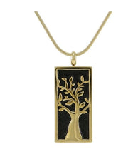 Load image into Gallery viewer, Stainless Steel/14K Gold Plated Bronze Embossed Tree Cremation Pendant w/chain
