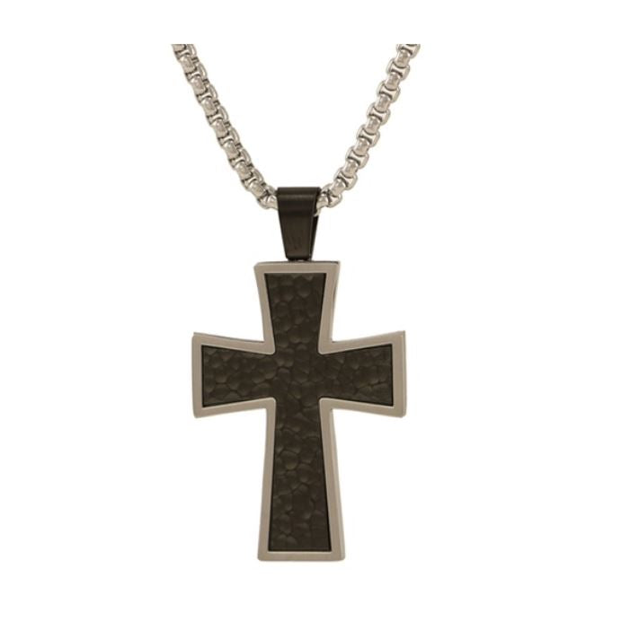 Stainless Steel Slate Cross Funeral Cremation Pendant w/chain