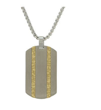 Load image into Gallery viewer, Stainless Steel/14K Gold Plated Pewter Tag Funeral Cremation Pendant w/chain
