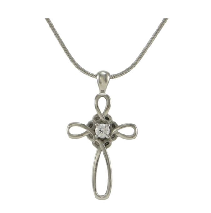 Stainless Steel Pewter Cross Funeral Cremation Pendant w/chain