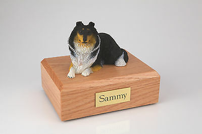 Tri-color Collie Pet Funeral Cremation Urn Avail in 3 Different Colors & 4 Sizes