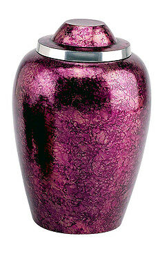 Burgundy Adult Alloy Funeral Cremation Urn w. Velvet Pouch, Other Sizes Avail.
