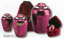 Load image into Gallery viewer, Burgundy Plum Alloy 3&quot; Size Funeral Cremation Urn Keepsake with Velvet Heart Box
