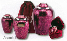 Load image into Gallery viewer, Small 87 Cubic Ins Burgundy Alloy Funeral Cremation Urn for Ashes w/Velvet Pouch
