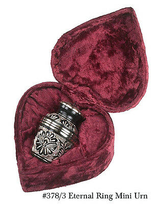 New, Solid Brass Keepsake Funeral Cremation Urn & Heart Box, 3 Cubic Inches