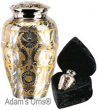 Load image into Gallery viewer, Large/Adult 202 Cub. In. Brass Gold/Silver Color Funeral Cremation Urn For Ashes
