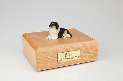 Tri-color Collie Pet Funeral Cremation Urn Avail in 3 Different Colors & 4 Sizes
