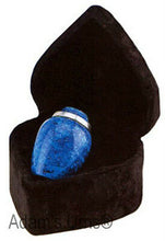 Load image into Gallery viewer, Cobalt Blue Alloy 3&quot; Size Funeral Cremation Urn Keepsake with Velvet Heart Box
