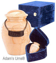 Load image into Gallery viewer, Teak Color, Child/Pet Funeral Cremation Urn made out of a block of Solid Marble
