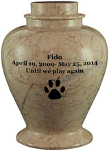 Load image into Gallery viewer, Lassi White Colored Cameo Marble Funeral Cremation Pet Urn
