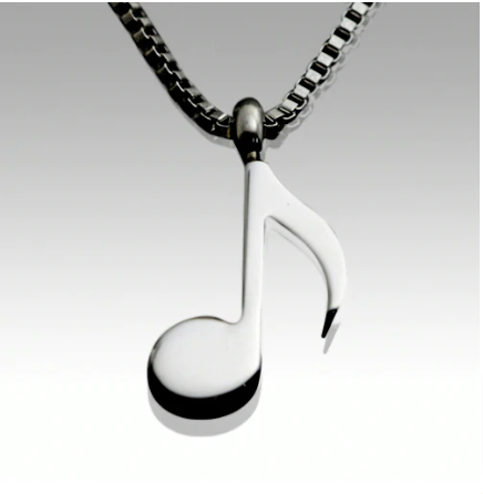 Musical Note Stainless Steel Funeral Cremation Urn Pendant w/Chain for Ashes