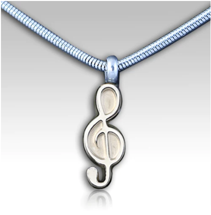 Musical Clef Stainless Steel Funeral Cremation Urn Pendant w/Chain for Ashes