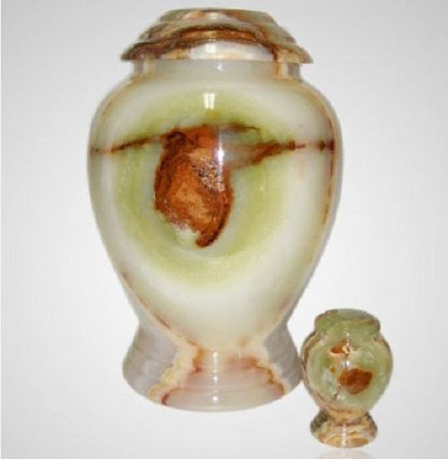 Large/Adult 220 Cubic Inch White Onyx Kylix Marble Funeral Cremation Urn
