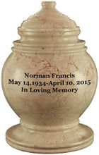 Load image into Gallery viewer, Princess Cameo Marble, Tan Colored Adult Funeral Cremation Urn For Ashes
