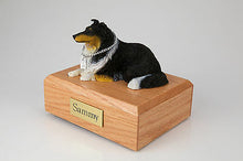 Load image into Gallery viewer, Tri-color Collie Pet Funeral Cremation Urn Avail in 3 Different Colors &amp; 4 Sizes
