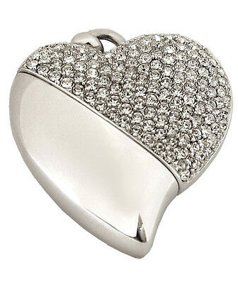 Heart Shaped w. Crystal Design, USB Brass Funeral Cremation Urn Pendant Necklace