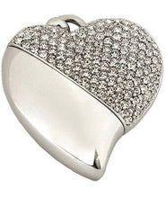 Load image into Gallery viewer, Heart Shaped w. Crystal Design, USB Brass Funeral Cremation Urn Pendant Necklace
