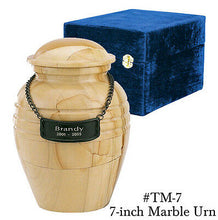 Load image into Gallery viewer, Teak Color, Child/Pet Funeral Cremation Urn made out of a block of Solid Marble
