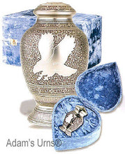 Load image into Gallery viewer, Solid Brass Keepsake Funeral Cremation Urn W. Eagle Emblem and Velvet Heart Box
