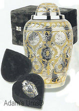 Load image into Gallery viewer, Large/Adult Silver/Gold Color Brass Funeral Cremation Urn W. Velvet Box
