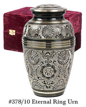 Load image into Gallery viewer, Black and Gold Color, Adult Brass Funeral Cremation Urn w. Box, 202 Cubic Inches
