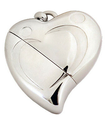 Heart Shaped w. Silver Design, USB Brass Funeral Cremation Urn Pendant Necklace
