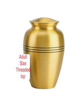 Load image into Gallery viewer, Adult Gold Colored, Brass Funeral Cremation Urn w. Box, Assorted Sizes Available
