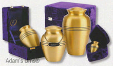 Load image into Gallery viewer, Adult Gold Colored, Brass Funeral Cremation Urn w. Box, Assorted Sizes Available
