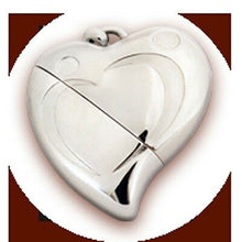 Load image into Gallery viewer, Heart Shaped w. Silver Design, USB Brass Funeral Cremation Urn Pendant Necklace
