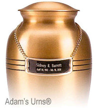 Load image into Gallery viewer, Adult Gold Colored, Brass Funeral Cremation Urn w. Box, Assorted Sizes Available
