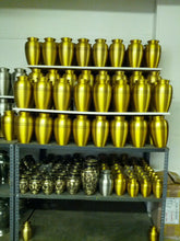 Load image into Gallery viewer, Adult Gold Colored, Brass Funeral Cremation Urn w. Box, Assorted Sizes Available
