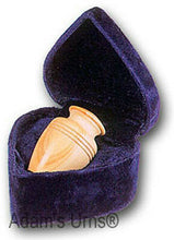 Load image into Gallery viewer, Small/Keepsake Solid Marble Teak Color Funeral Cremation Urn W. Velvet Heart Box
