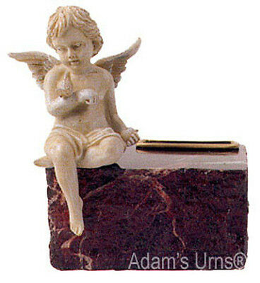 Solid Ruby Marble,Child/Infant/Pet Size Funeral Cremation Urn Keepsake w. Angel