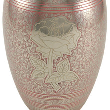 Load image into Gallery viewer, New,Adult Brass Pink Rose Large Funeral Cremation Urn for Ashes,200 Cubic Inches
