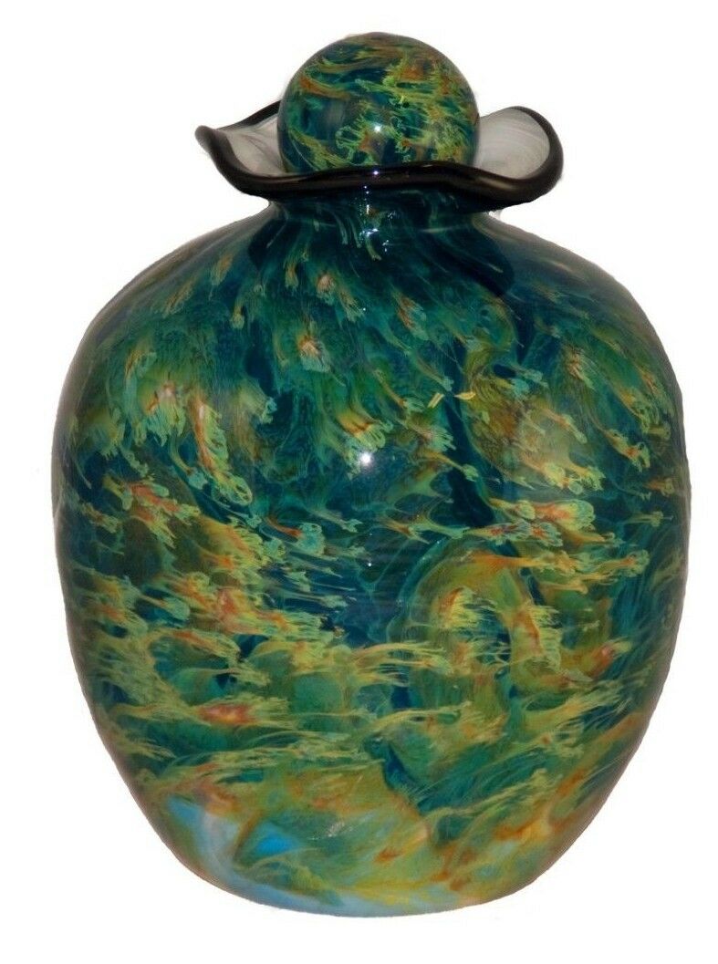 XL/Companion 400 Cubic Inch Rome Nuvole Funeral Glass Cremation Urn for Ashes