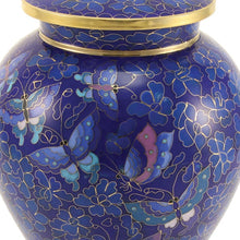 Load image into Gallery viewer, Cloisonne Butterfly Adult 200 Cubic Inches Funeral Cremation Urn for Ashes
