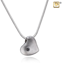 Load image into Gallery viewer, Leaning Heart Rhodium Plated 925 Silver 2-Tone Cremation Pendant Urn with chain
