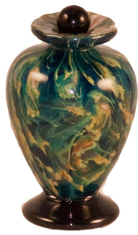 Small/Keepsake 3 Cubic Inch Venice Nuvole Funeral Glass Cremation Urn for Ashes