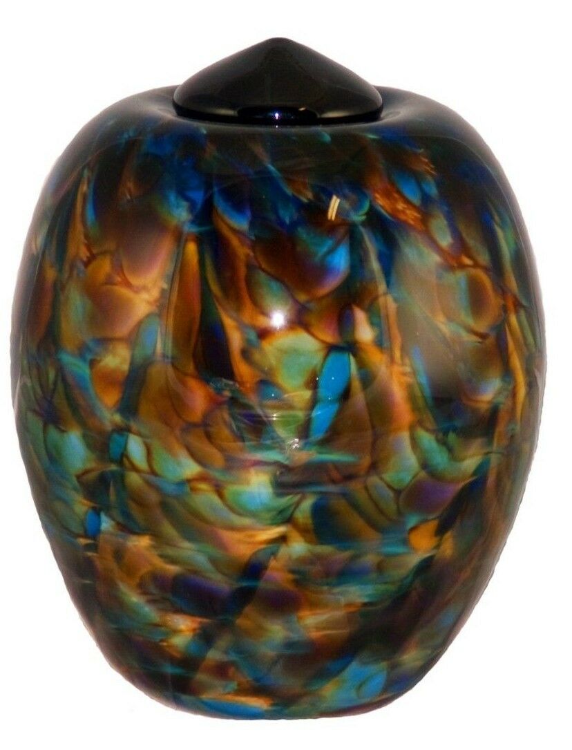 XL/Companion 400 Cubic In Florence Evening Funeral Glass Cremation Urn for Ashes
