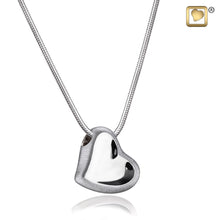 Load image into Gallery viewer, Leaning Heart Rhodium Plated 925 Silver 2-Tone Cremation Pendant Urn with chain
