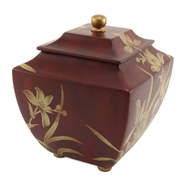 Orchid Burgundy Resin Adult 200 Cubic Inch Funeral Cremation Urn for Ashes